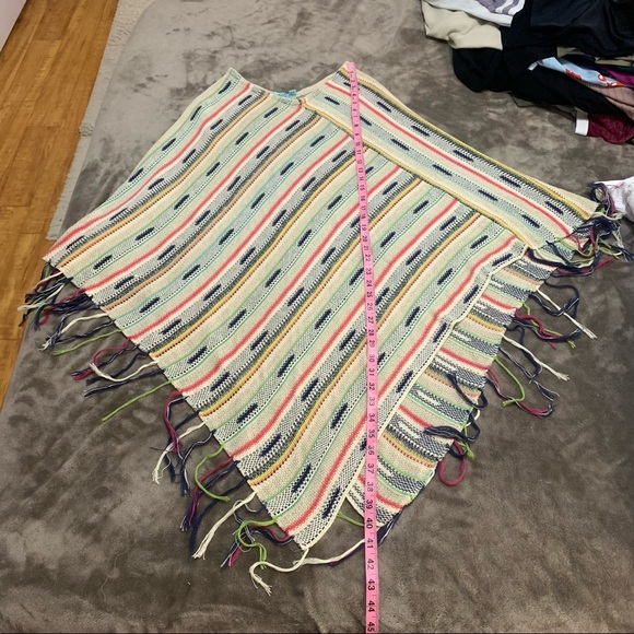 GODDIS Multicolored Boho Hippie Festival Oversized Fringe Shawl Poncho S/M - Picture 10 of 10